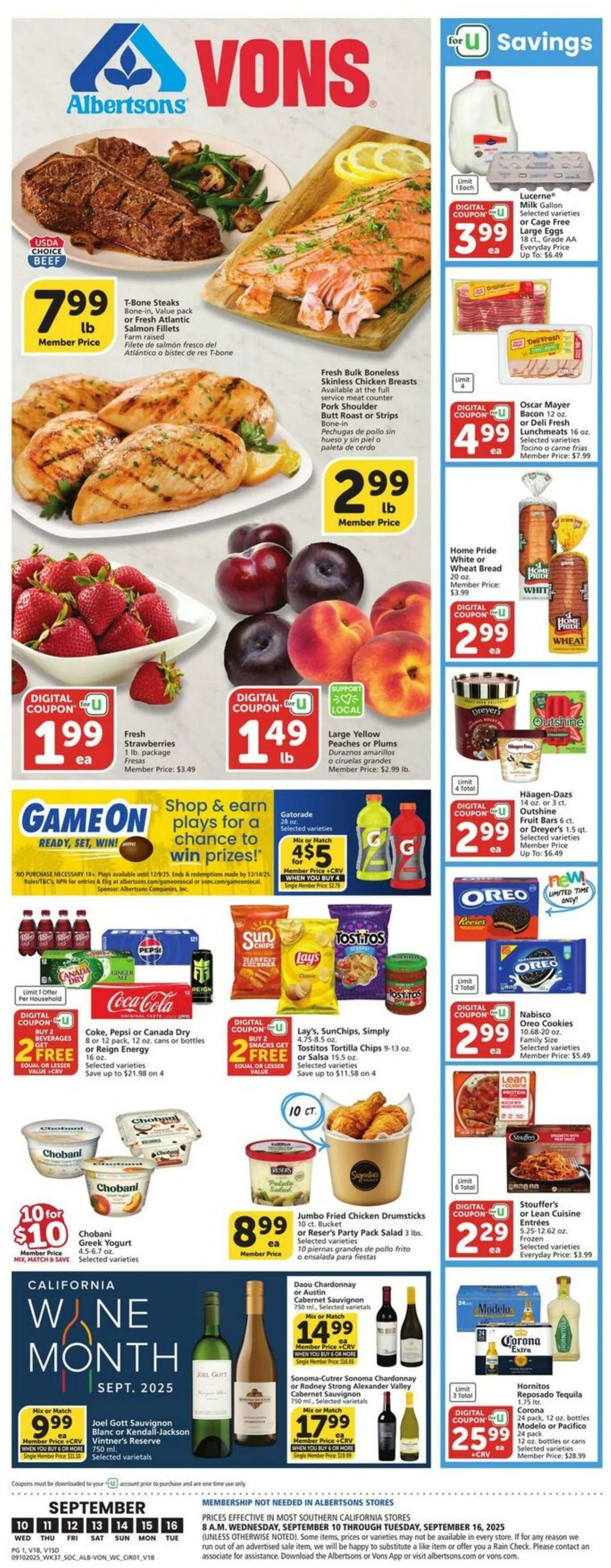 Weekly ad Vons Current weekly ad from September 10 to September 16 2025 - Page 1