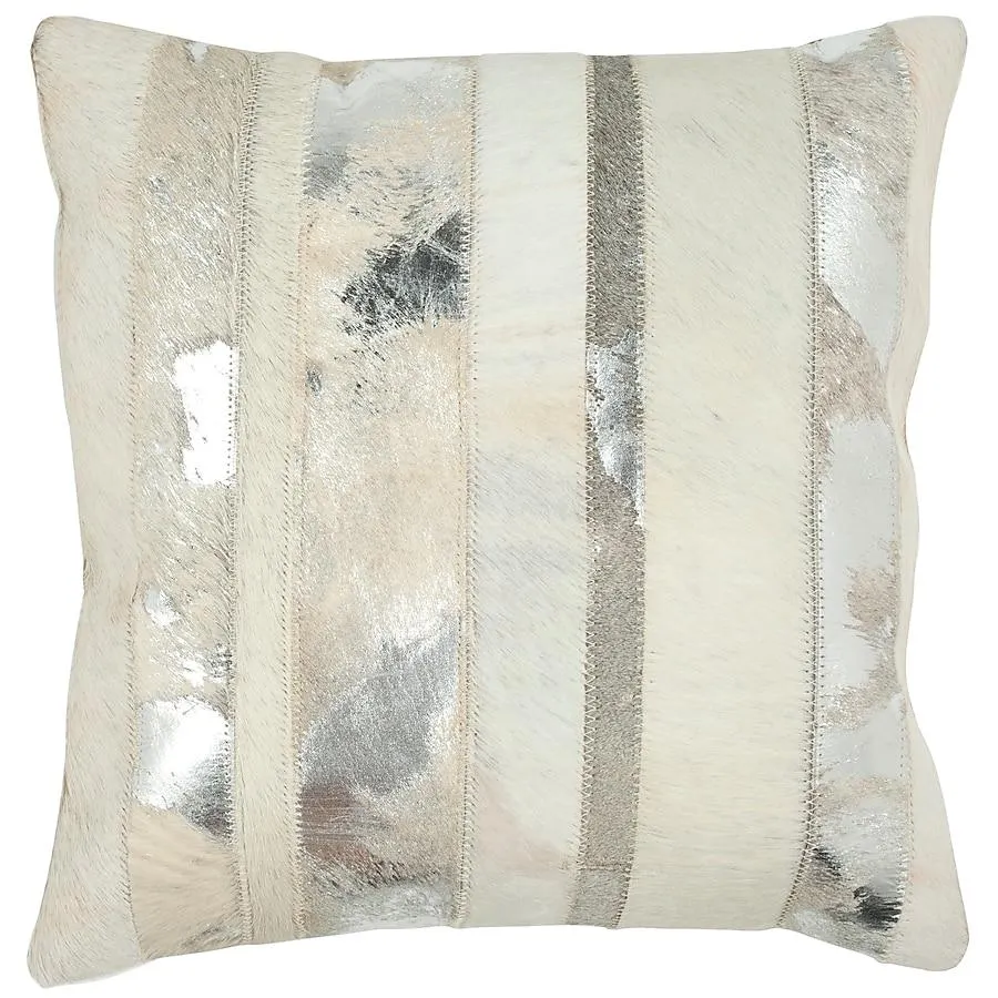 Safavieh Cowhide 2 -Piece 22-in x 22-in Silver Square Indoor Decorative Pillow