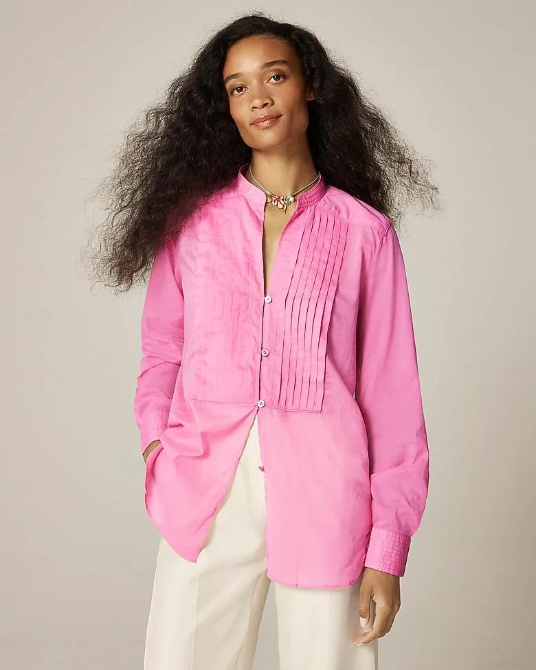 Pintuck top in cotton voile