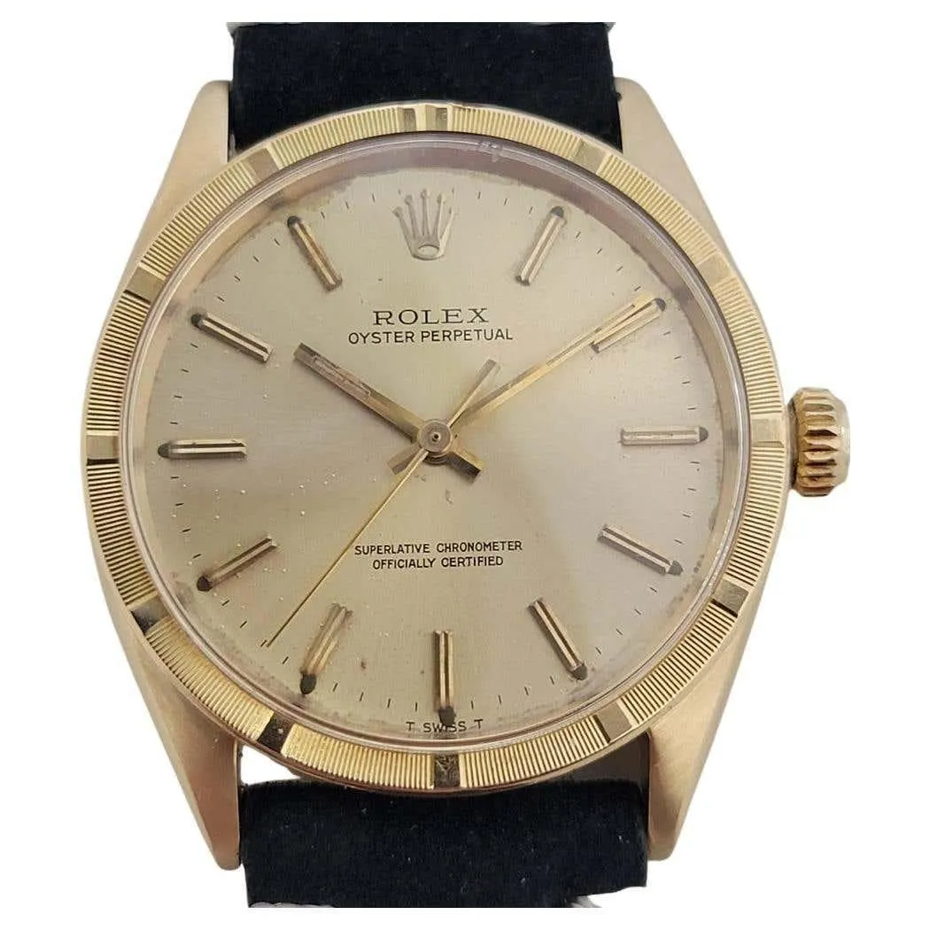 Mens Rolex Oyster Perpetual Ref 1007 34mm 18k Solid Gold Automatic 1960s RA438