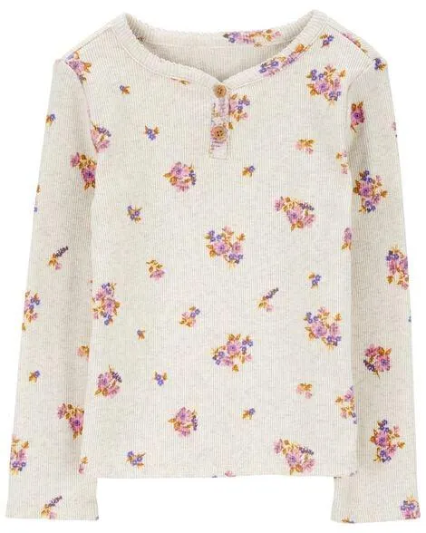 Baby Floral Knit Long-Sleeve Fashion Top - Floral