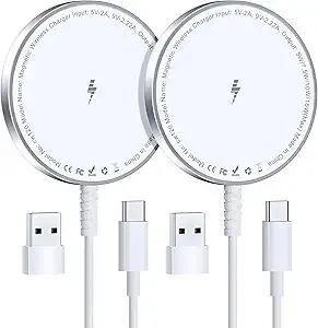 for MagSafe Charger: Magnetic Wireless Charging Pad for iPhone 17 16 15 14 13 12 Series & AirPods 4-2 Pro, Strong Magnet, Aluminum Alloy, USB-C/A Ports, Ultra-Thin & Portable, Ideal for Desk & Bedside