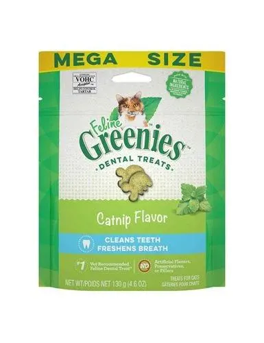 FELINE GREENIES Adult Natural Dental Care Cat Treats, Catnip Flavor, 4.6 Ounce Pouch