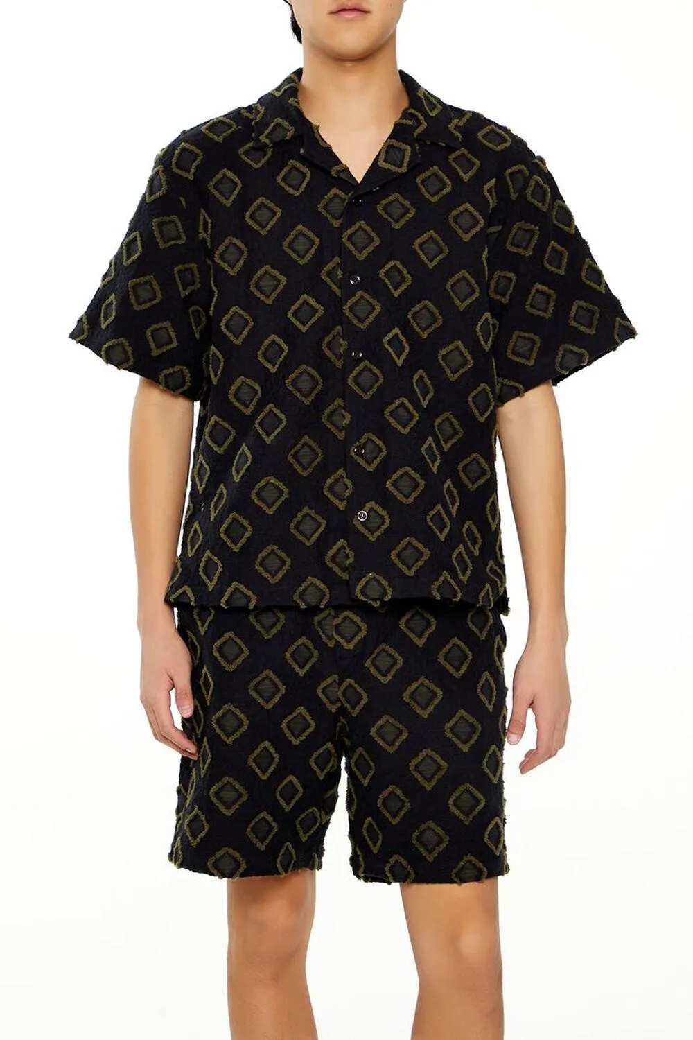 Textured Geo Cropped Shirt