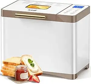 KBS 20-IN-1 Bread Maker with Custom Program, 2LB Bread Machine with Nonstick Ceramic Pan&Stainless Steel Paddle, 650W Bread Maker Machine with Touch Panel, Polish Bread,Gluten-Free, 15H Timer,3 Colors