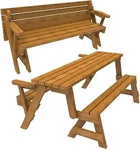 Woodworking Plan to Build a Convertible Folding Bench/Picnic Table (Not a RTA Wood Kit)