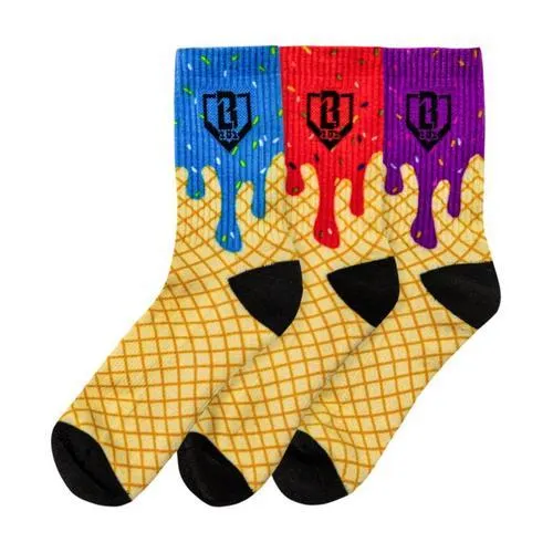 Youth Boys' Baseball Lifestyle 101 Ice Cream Performance Medium Cushion 3 Pack Crew Baseball Socks