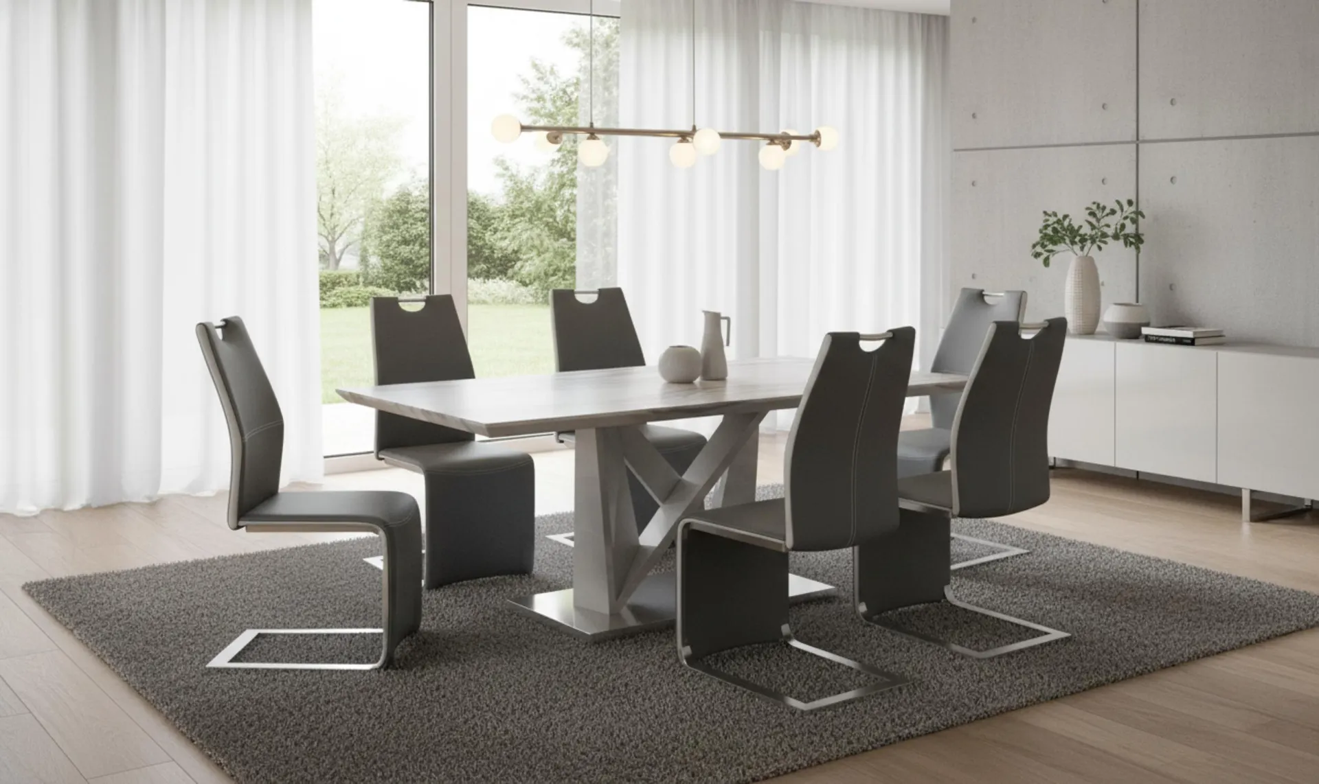 Global Furniture Sismic Dining Table with Amplitude Chair