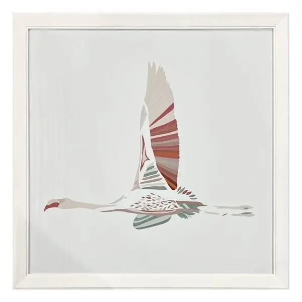 Glass Framed Flamingo Print Wall Art, 33"