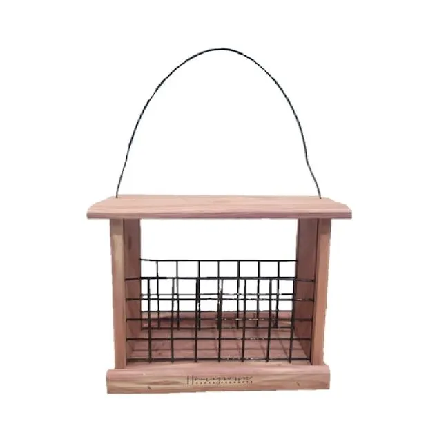 HomeGrown Wood Hanging Seed/Suet Bird feeder - 2-lbs. 1-cake Capacity