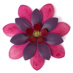 Fuchsia and Purple Pretty Posey Metal Flower Magnet