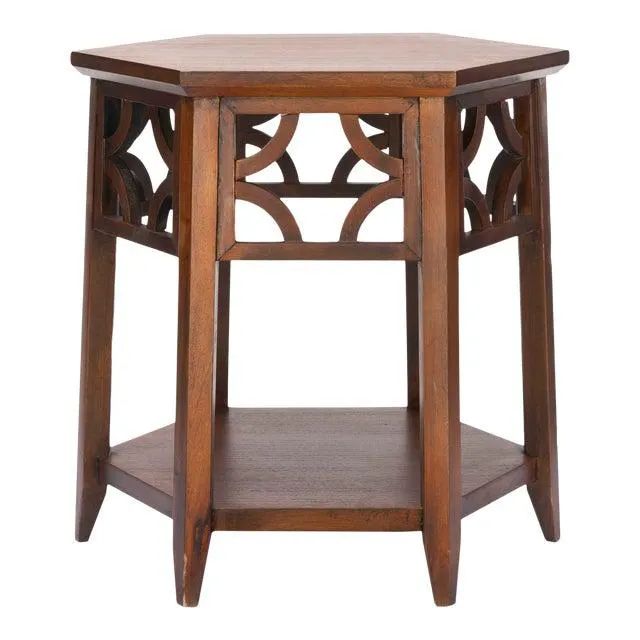 Hexagon End Table in Brown