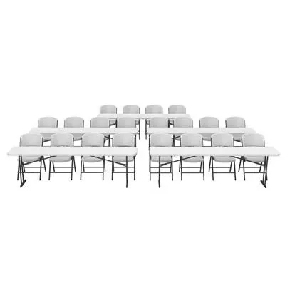 Lifetime (5) 8-Foot Seminar Tables and (20) Chairs Set