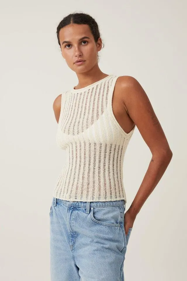 Ladder Knit Boatneck Tank