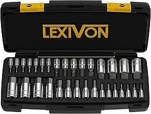LEXIVON Master HEX Bit Socket Set, Premium S2 Alloy Steel | Complete 32-Piece, SAE and Metric Set | Enhanced Storage Case (LX-144)