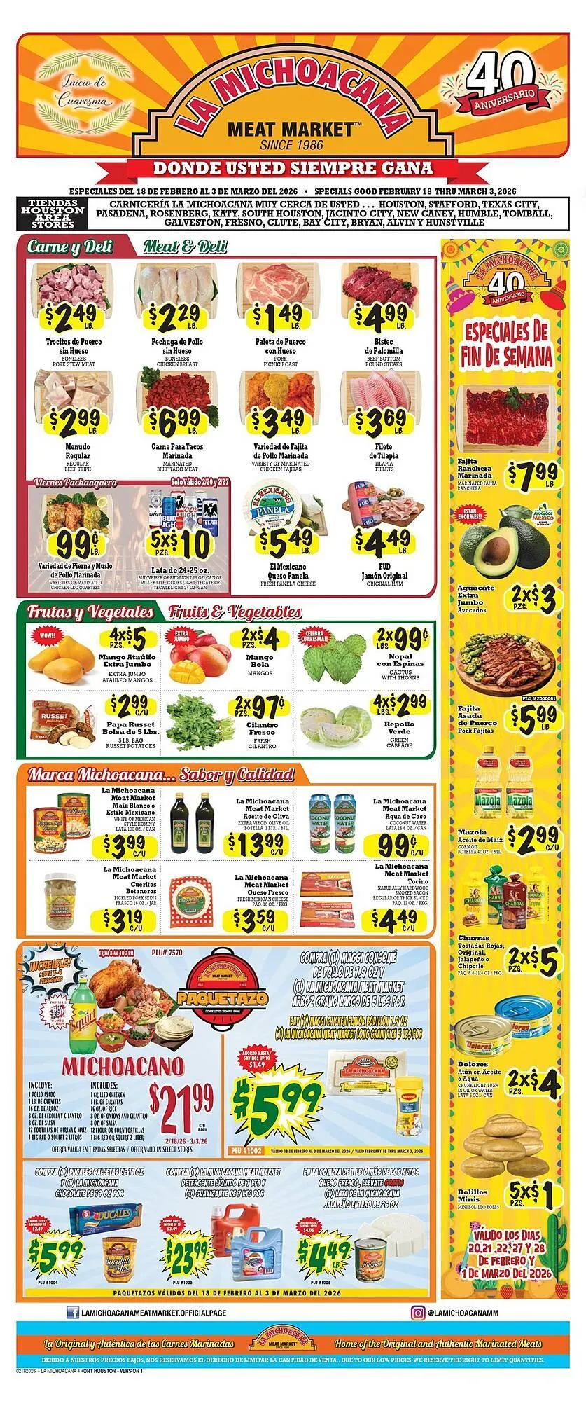 Weekly ad La Michoacana weekly ad from February 18 to March 3 2026 - Page 1