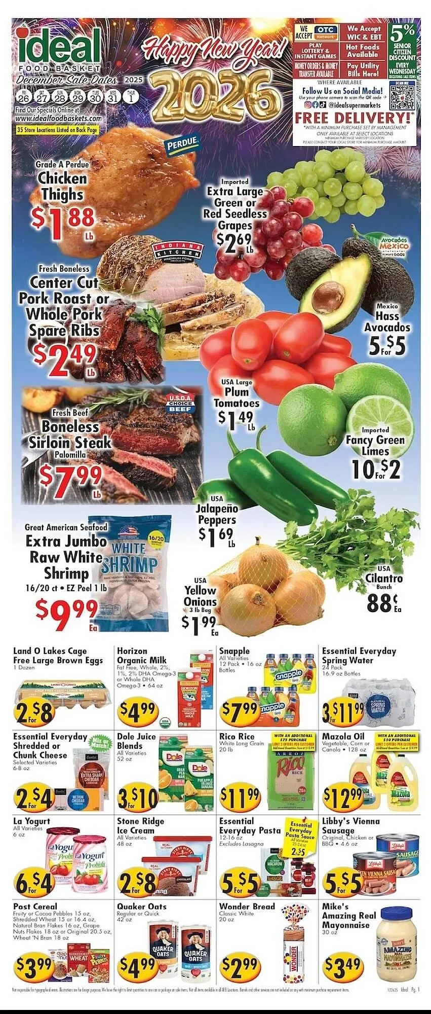 Weekly ad Ideal Food Basket circular from December 26 to January 1 2026 - Page 1