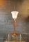 Large Wooden and White Opaline Table Lamp