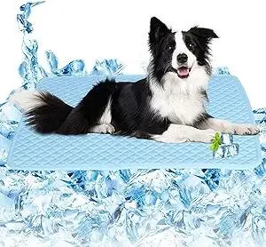 SOMOYA Upgrade Self-Cooling Mat Thicken Dogs Cooling Mat Washable Non-Slip Pet Cooling Pads Blanket Sleeping Kennel Mat,Washable Ice Silk Sleep Mat Pad Breathable for Large Dogs Cats