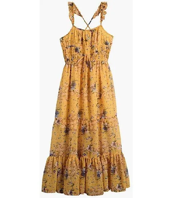 Big Girls Sleeveless Floral-Printed Long Dress