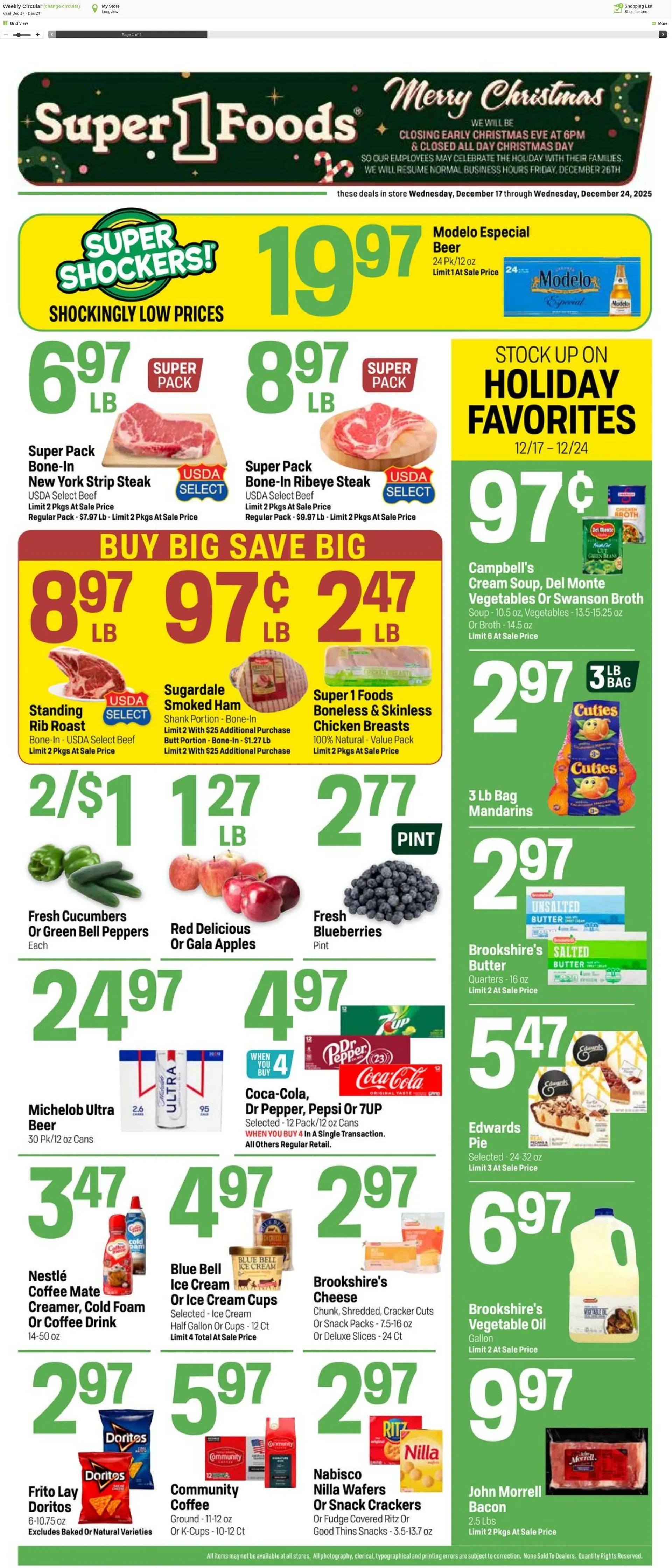 Weekly ad Super1Foods from December 17 to December 24 2025 - Page 1