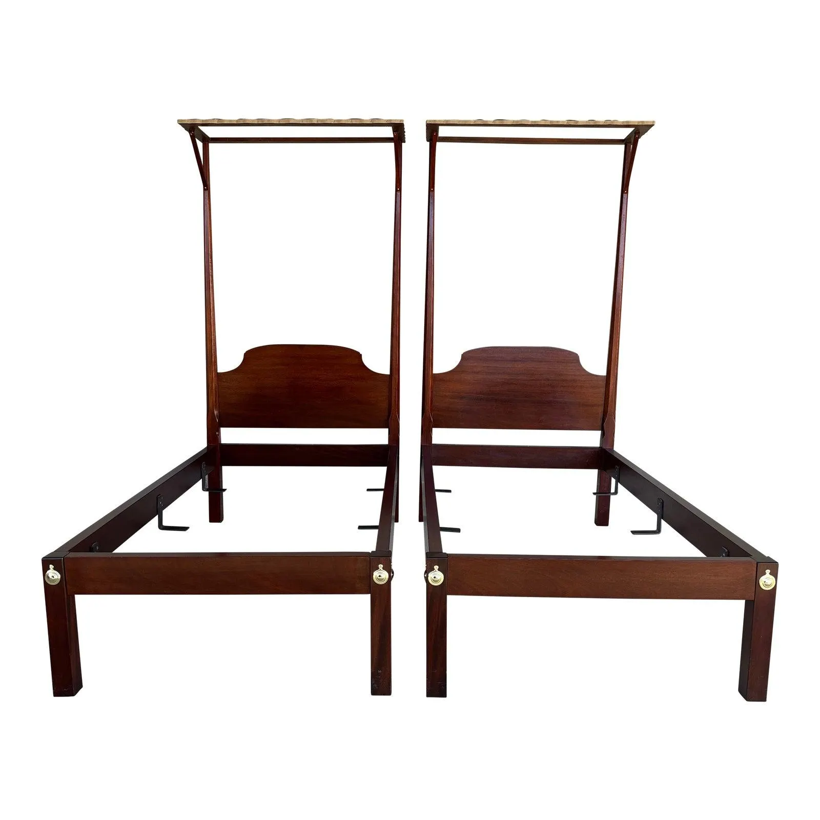 Kittenger Quality Mahogany Quarter Tester Single Bed Frames - A Pair