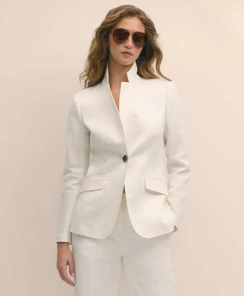 Linen One-Button Notch Lapel Jacket