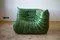 Dubai Green Leather Togo Corner Chair by Michel Ducaroy for Ligne Roset