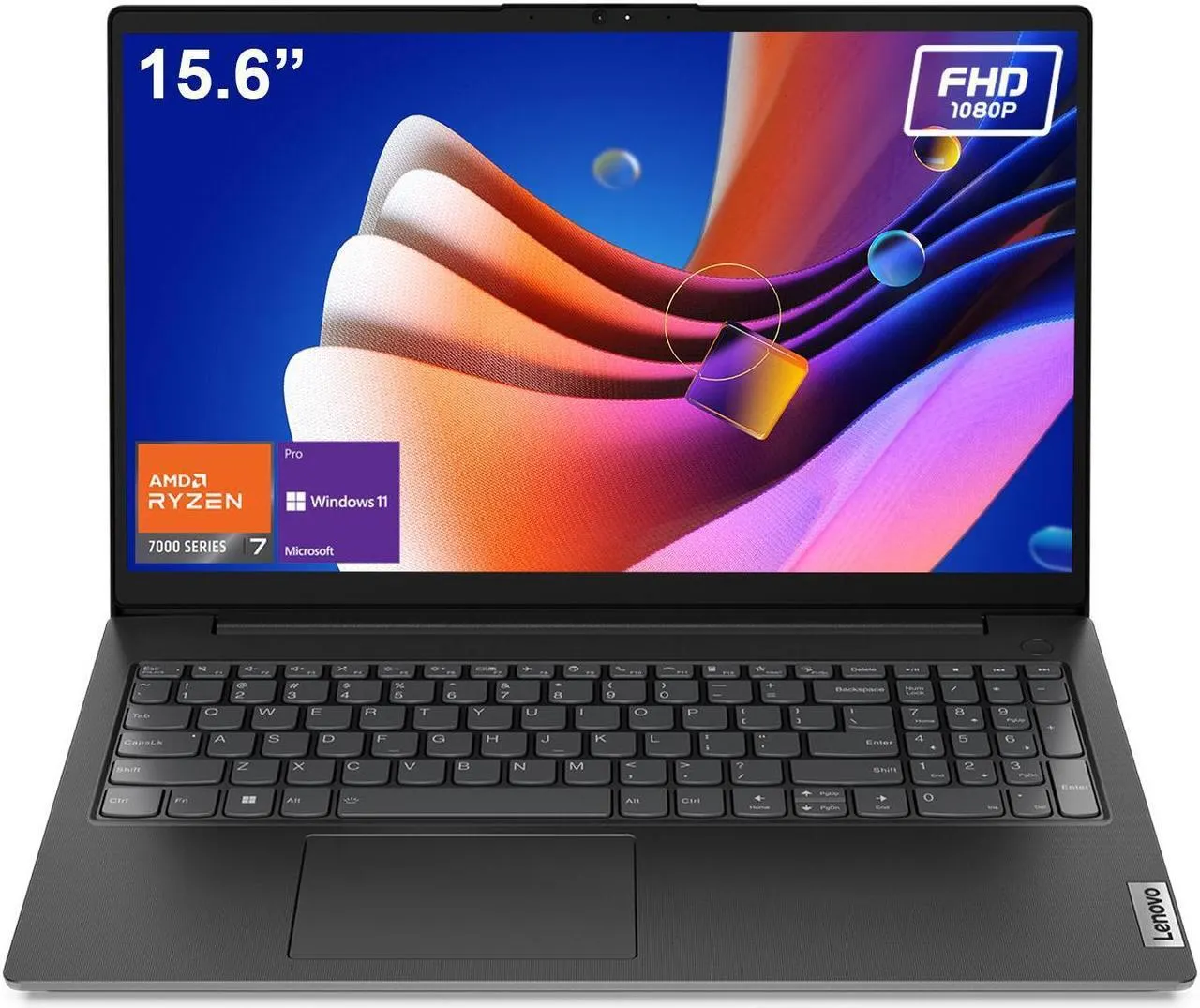 Lenovo V-Series V15 Business Laptop, 15.6" FHD Display, AMD Ryzen 7 7730U, 40GB RAM, 1TB SSD, Numeric Keypad, HDMI, RJ45, Webcam, Wi-Fi, Windows 11 Pro, Black