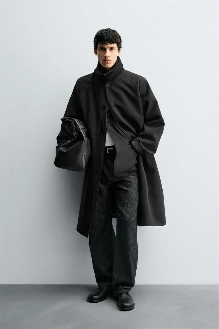 OVERSIZED WOOL BLEND TRENCH COAT