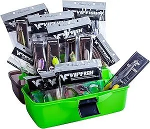 Fishing Tackle Box with Tackle Included Lures, Hooks, Weights, 3-Layer Freshwater Fishing Tackle Kit for Bass Trout Walleye Fishing Gear and Equipment, Gift for Fishingman