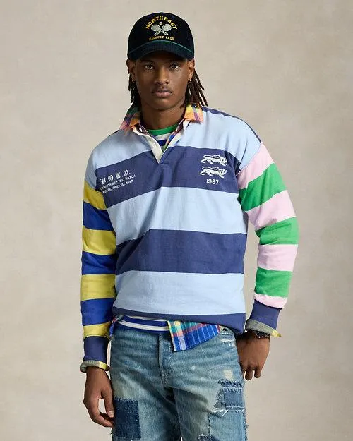 Vintage Fit Striped Jersey Rugby Shirt