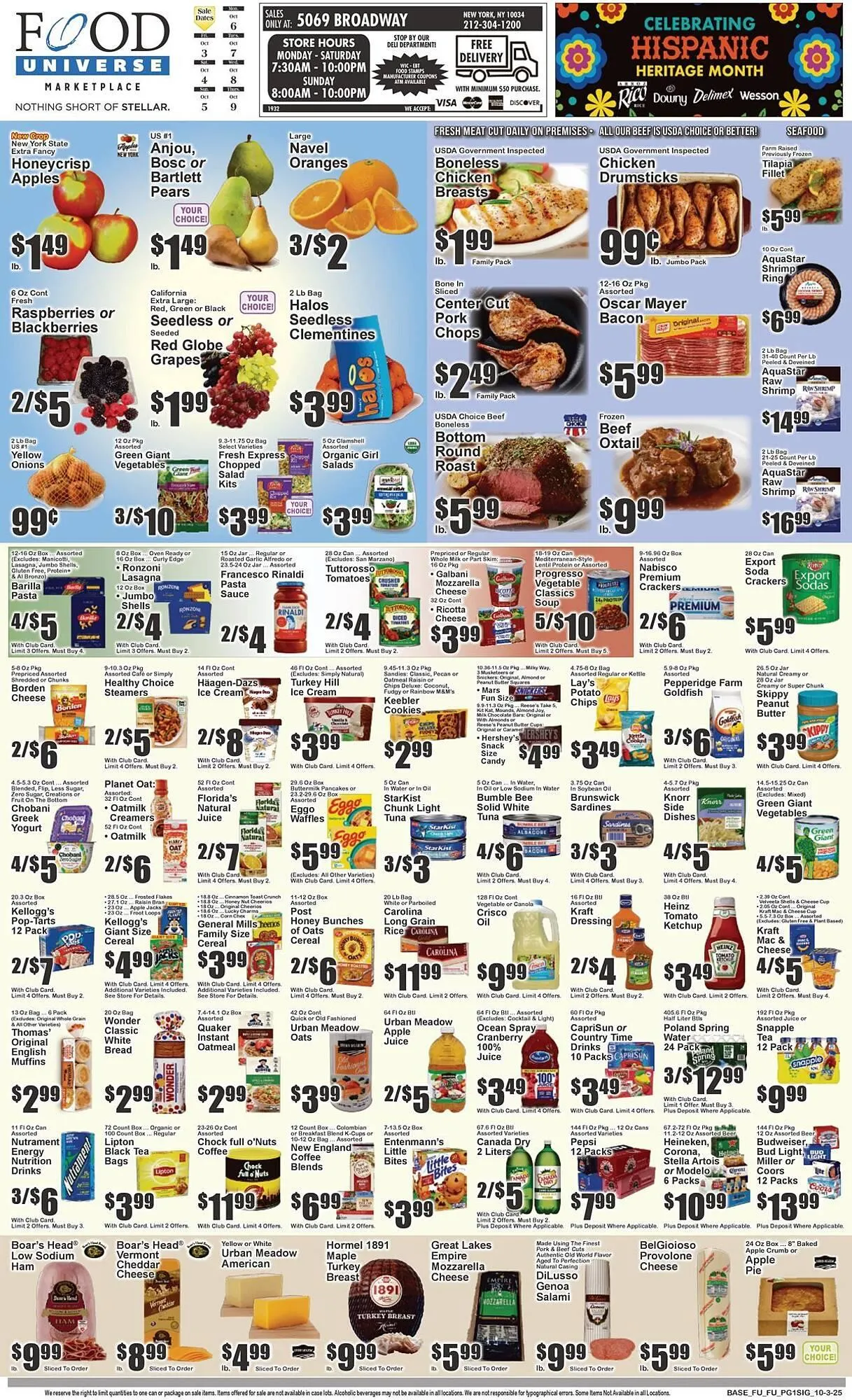 Weekly ad Food Universe circular from October 3 to October 9 2025 - Page 1