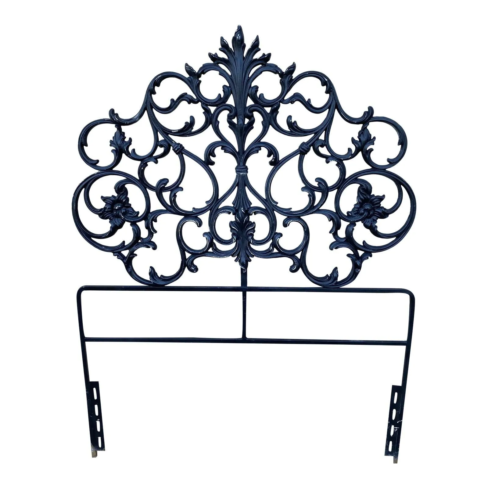 Vintage Italian Twin Ebonized Metal Headboard