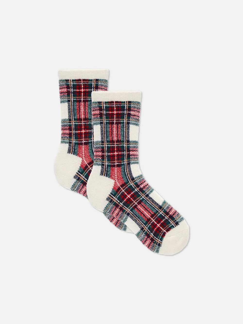 2pk Women's Check Family Christmas Cozy Socks