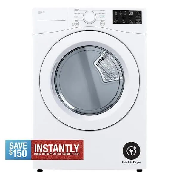 7.4 cu. ft. Vented Stackable Electric Dryer in White with Sensor Dry Technology