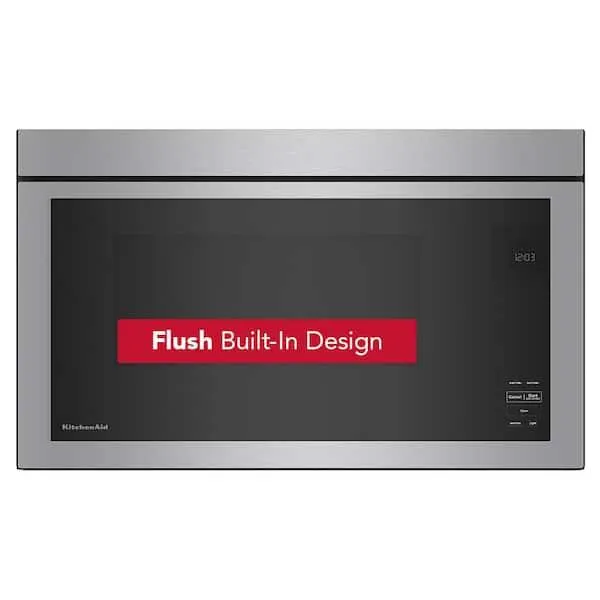30 in. W 1.1 cu. ft. PrintShield Stainless Steel Flush Built-In 1000-Watt Over-the-Range Microwave