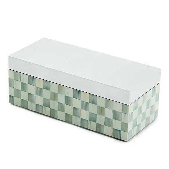 Sterling Check Small Lacquer Decorative Box with Hinged Lid