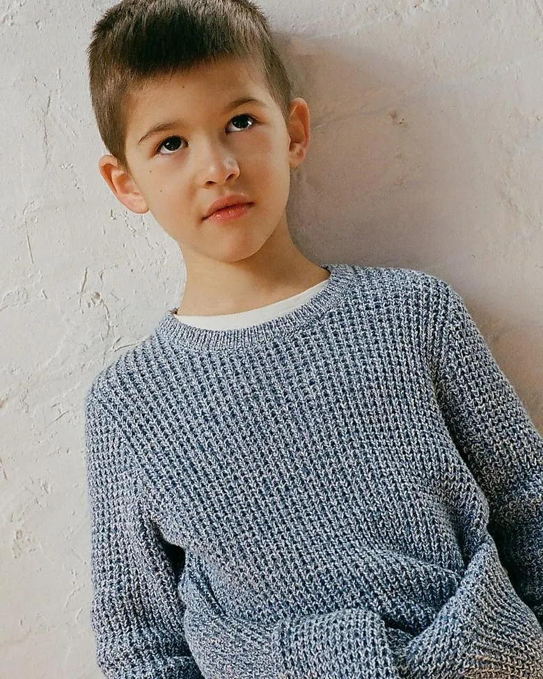 Kids' waffle-stitch crewneck sweater