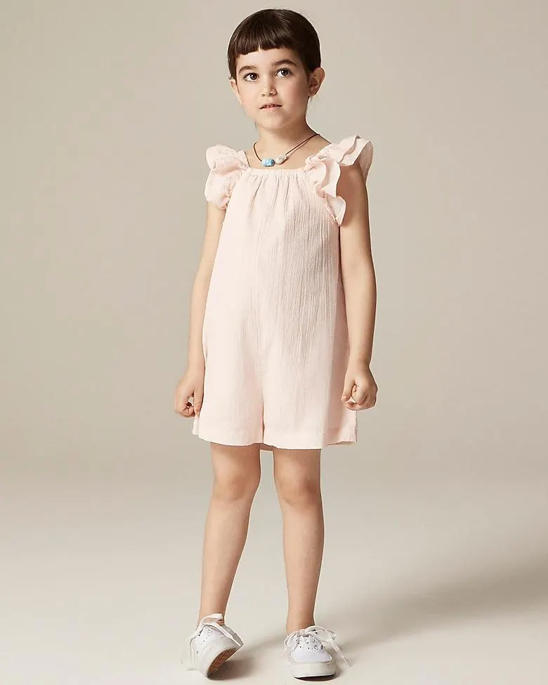 Girls' flutter-sleeve romper in airy gauze