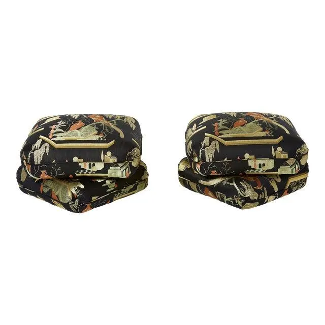 Jacques Charpentier for Maison Jansen Pair of Ottomans Dedar Upholstery 1970s