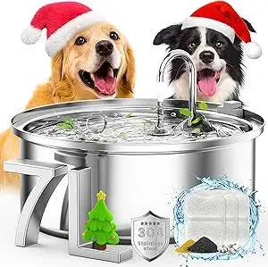 oneisall Dog Water Fountain for Large Dogs,7L/230oz/1.8G Stainless Steel Dog Fountain Bowl Super Quiet with Triple Filtration,Great for Large Dogs Cats and Multi-Pet Home