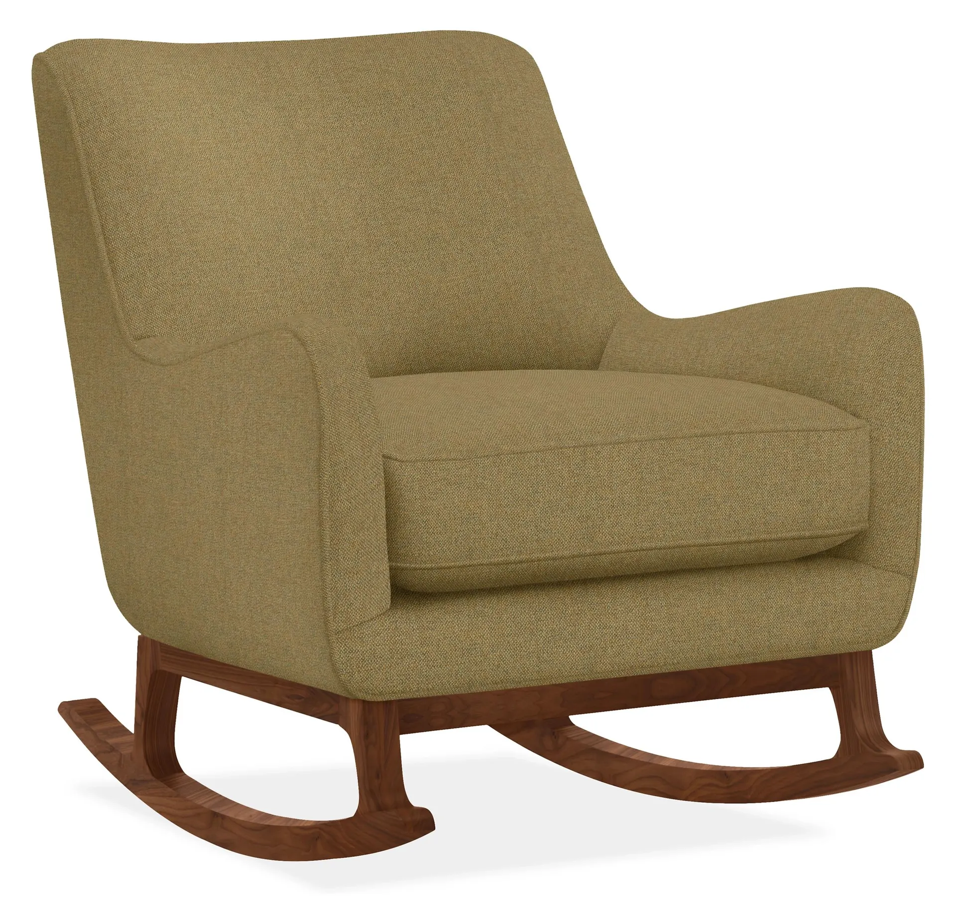 Quinn Rocking Chair in Tatum Moss with Walnut Base