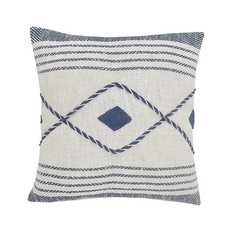 LR Home Seashore 20-in x 20-in Blue/White Square Indoor Decorative Pillow
