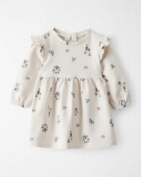 Baby Girl Organic Cotton French Terry Dress in Berry Blossom Print