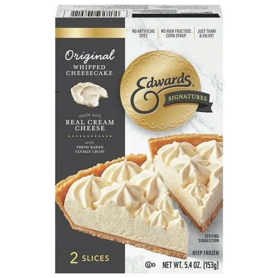 Edwards Singles Desserts Frozen Original Whipped Cheesecake Slices, 5.41 oz 2 Pack