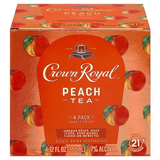 Crown Royal Whisky Cocktail, Peach Tea, 4 Pack 4 ea