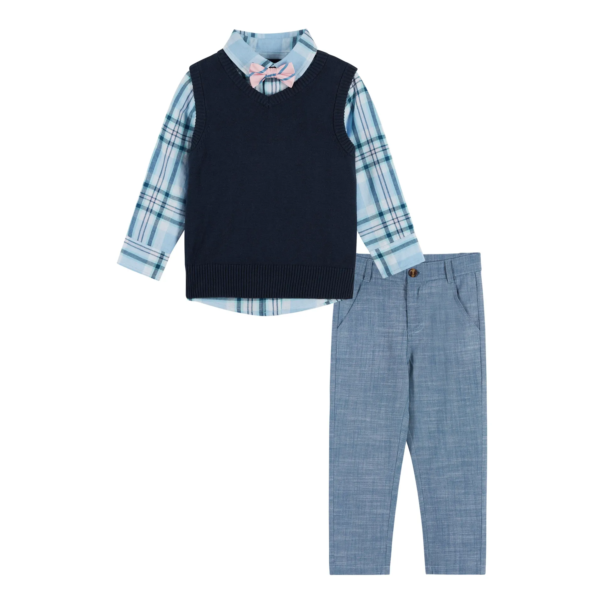 Andy & Evan 3 Piece Sweater Vest & Pant Set in Blue