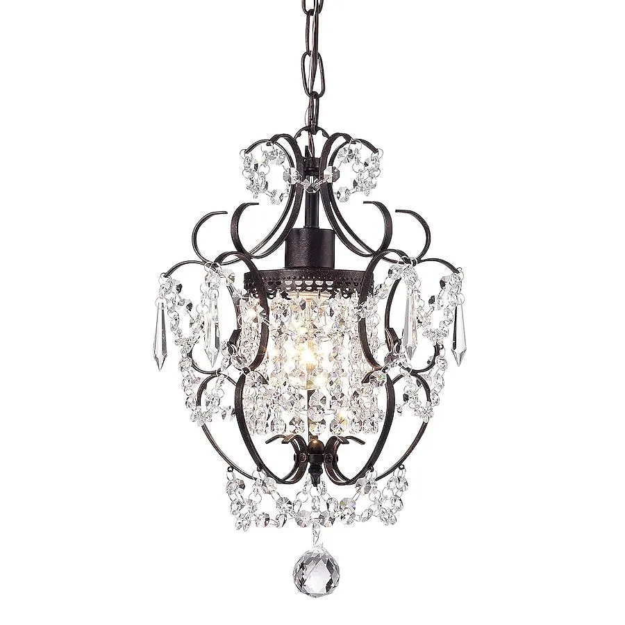 Edvivi Amorette 1 -Light Antique Bronze Glam Crystal For Use in Bedrooms, Dining Rooms, Foyers, Kitchens, Living Rooms Chandelier