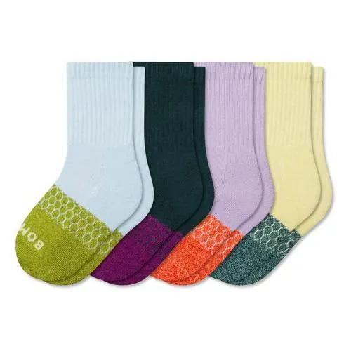 Youth Bombas Toe Block 4 Pack Crew Socks